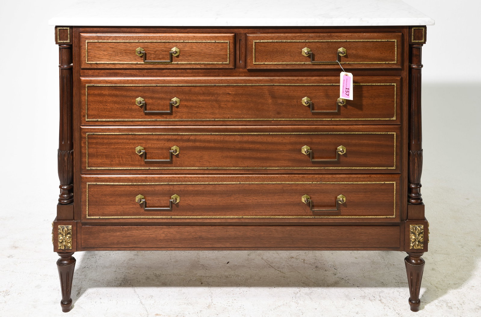 Louis XVI Style White Marble Top Chest (1 of 5)