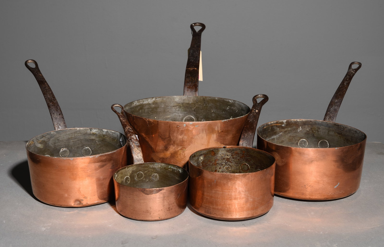 French Copper Set of 5 Graduated Sauce Pans (1 of 3)