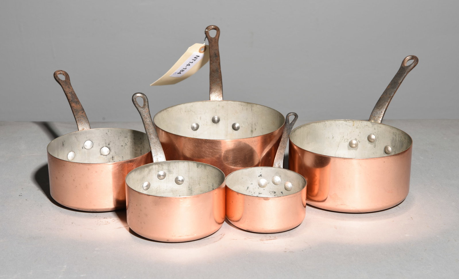 French Copper Set of 5 Graduated Sauce Pans #2: French Copper Set of 5 Graduated Sauce Pans - Largest is 7 in tall x 7 x 13