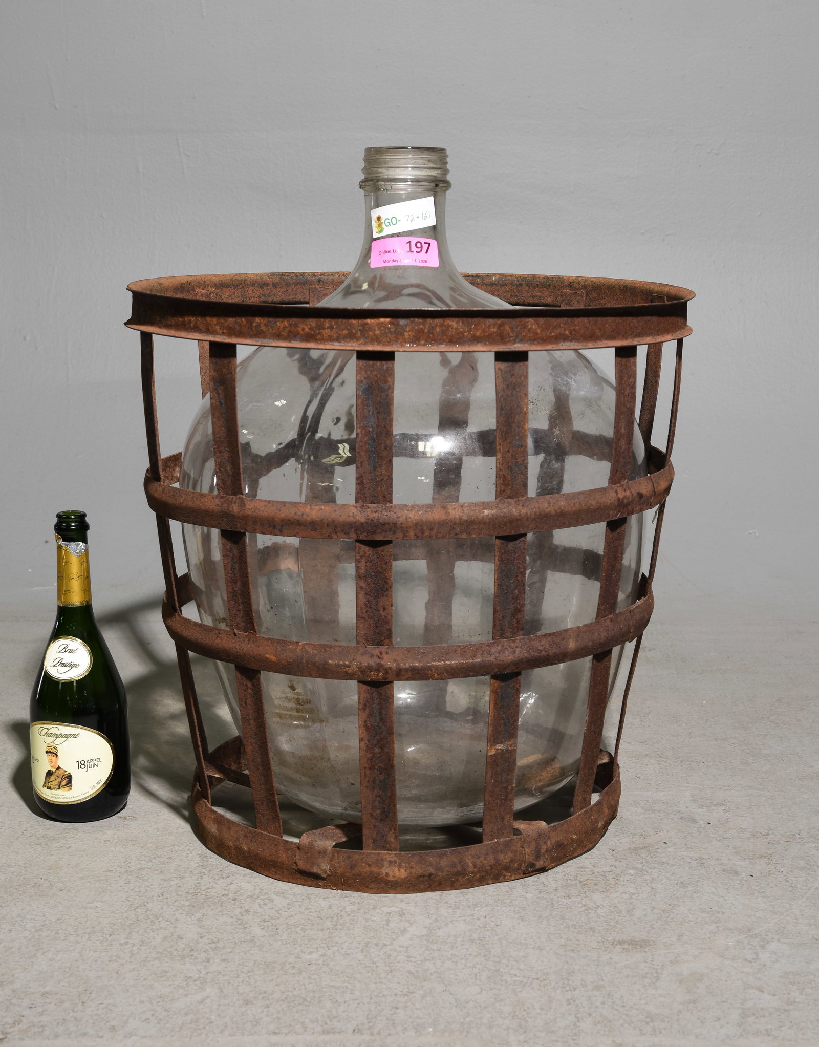 Large Glass Demijohn / Bottle in Iron Basket #2 (1 of 3)
