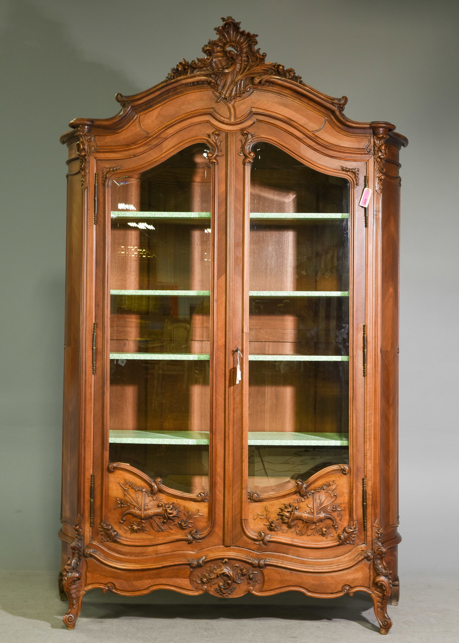 Louis XV Style Walnut Double Door Bookcase (1 of 9)