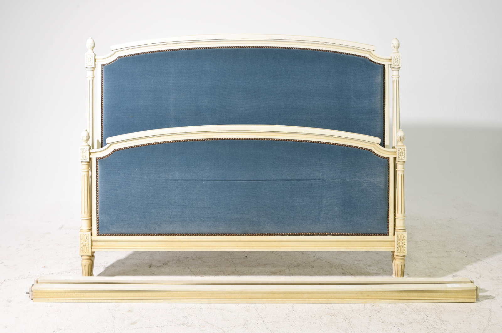Louis XVI Style Upholstered Painted Bed with Rails (1 of 3)