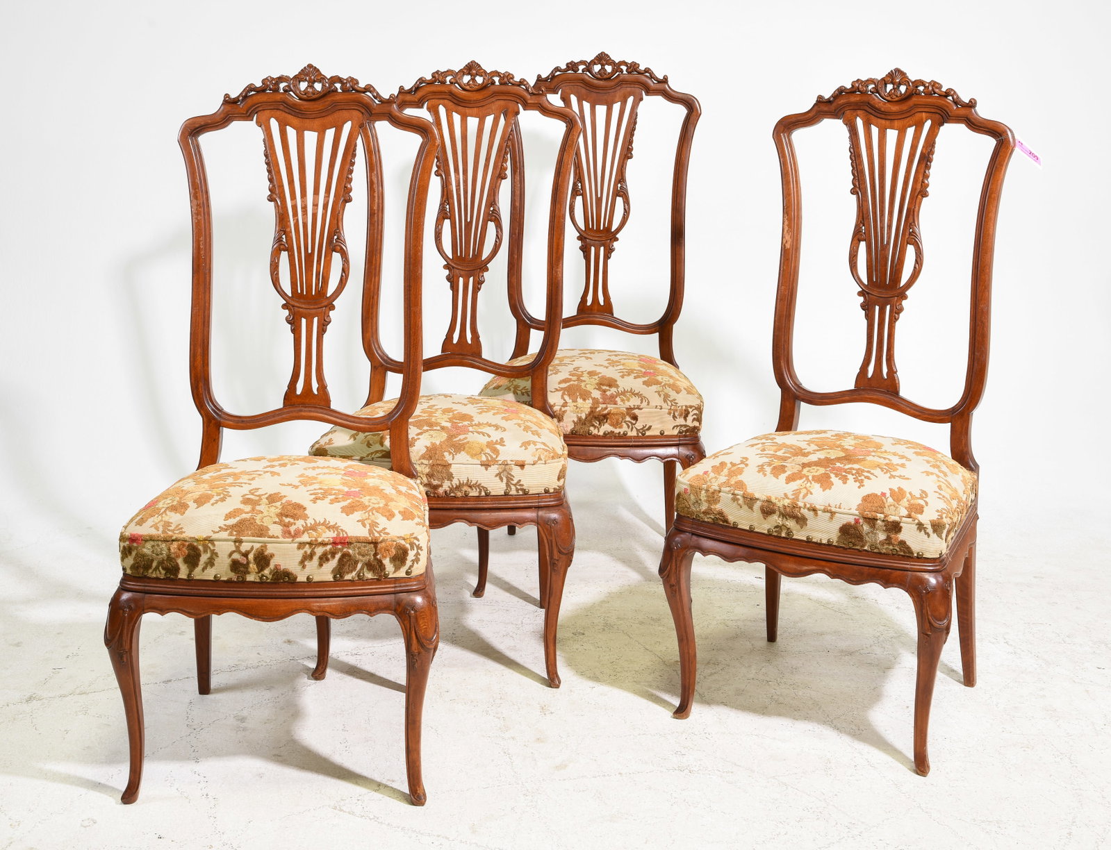 Set of 4 High Back Beech Wood Dining Chairs (1 of 4)