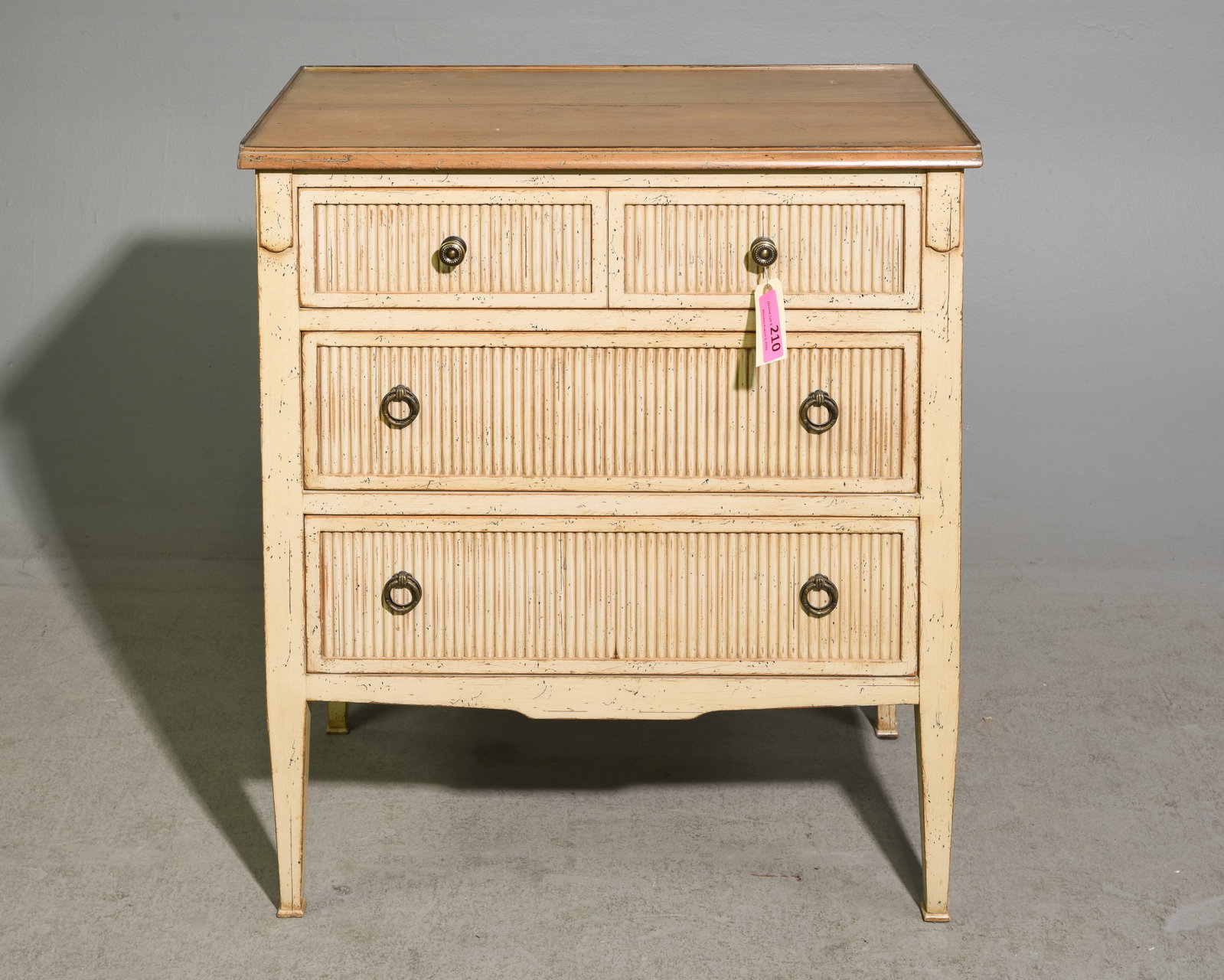 French Painted Beech Wood Three Drawer Chest (1 of 5)