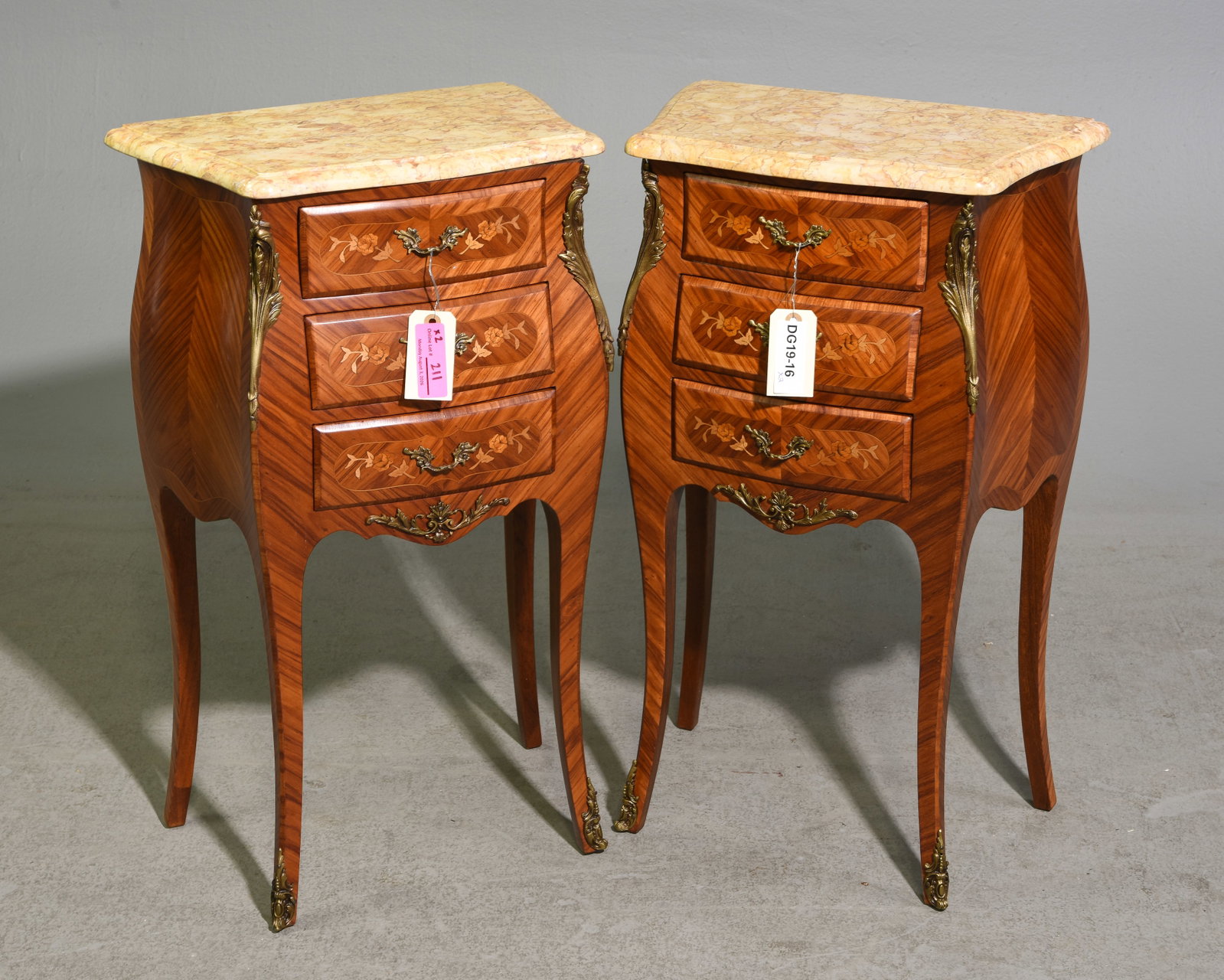 Louis XV Style Pair of Marble Top Chests (1 of 4)