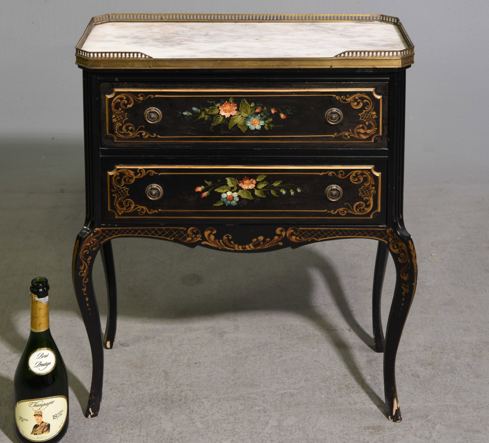 French Hand Painted Marble Top Chest (1 of 4)