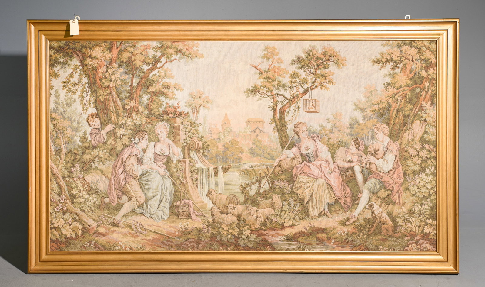 French Large Framed "Courting" Scene Tapestry (1 of 5)