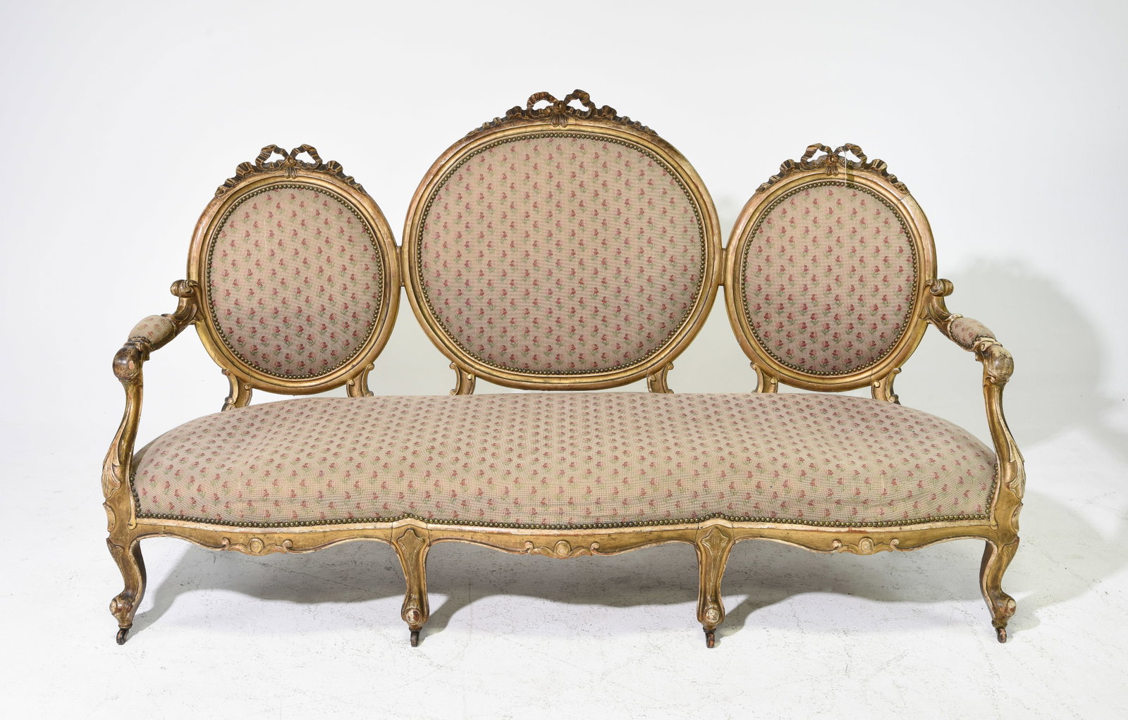 Louis XV Style Gilded Three Seater Sofa (1 of 7)