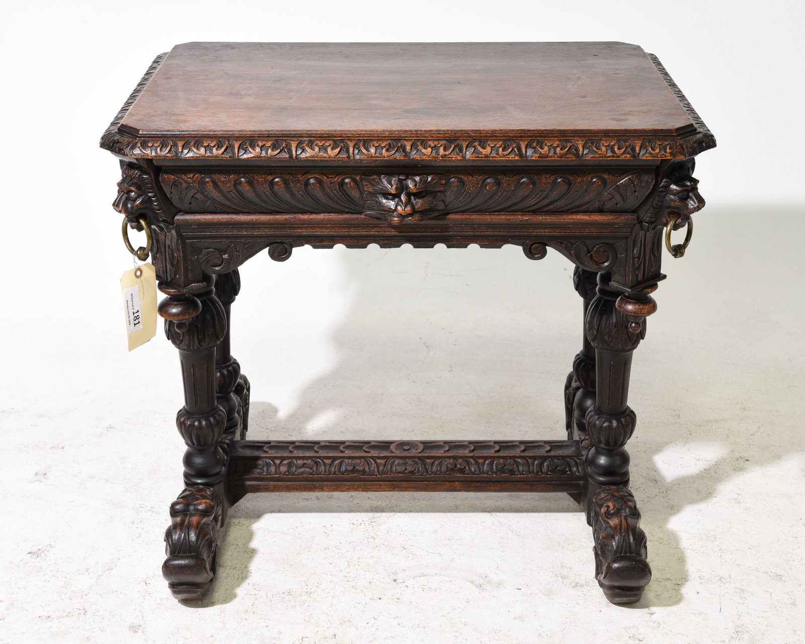 Renaissance Style Carved Oak Dolphin Writing Table (1 of 4)