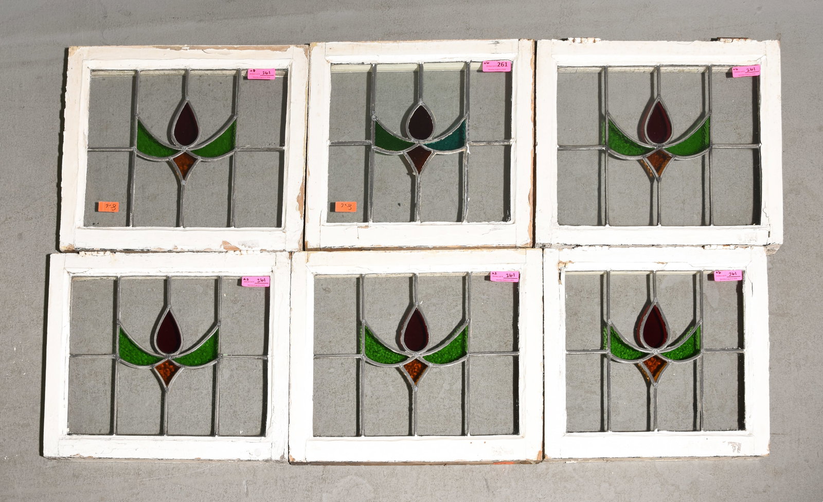 6 English Framed Stained Glass Windows (1 of 2)