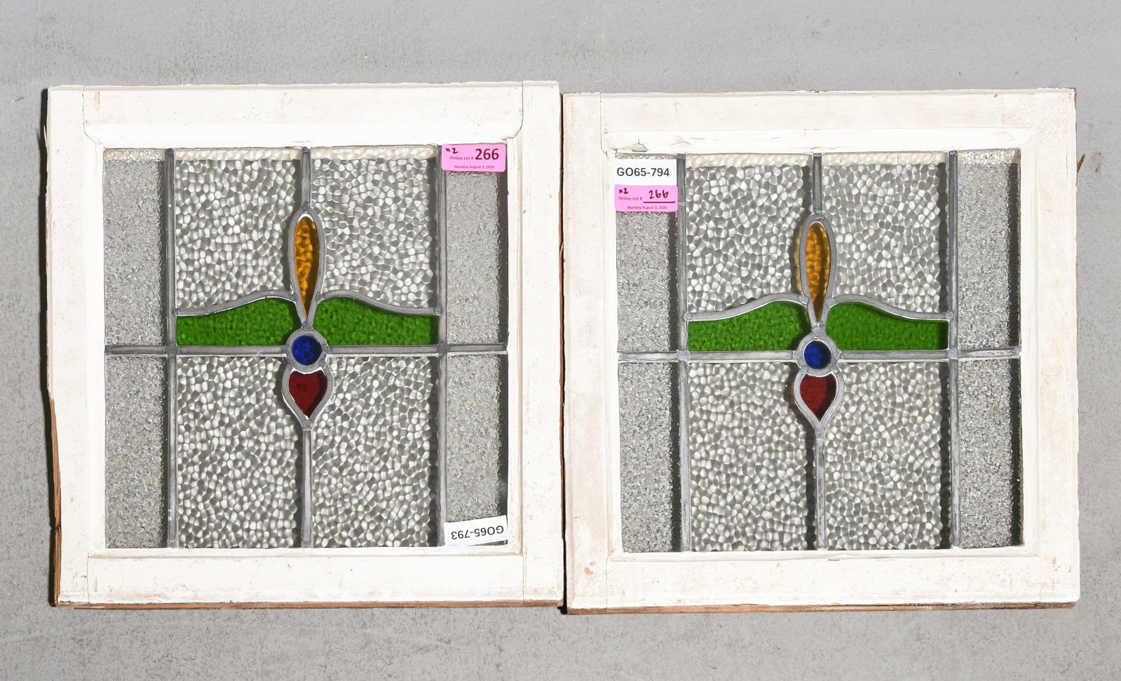 2 English Framed Stained Leaded Glass Windows #1 (1 of 3)