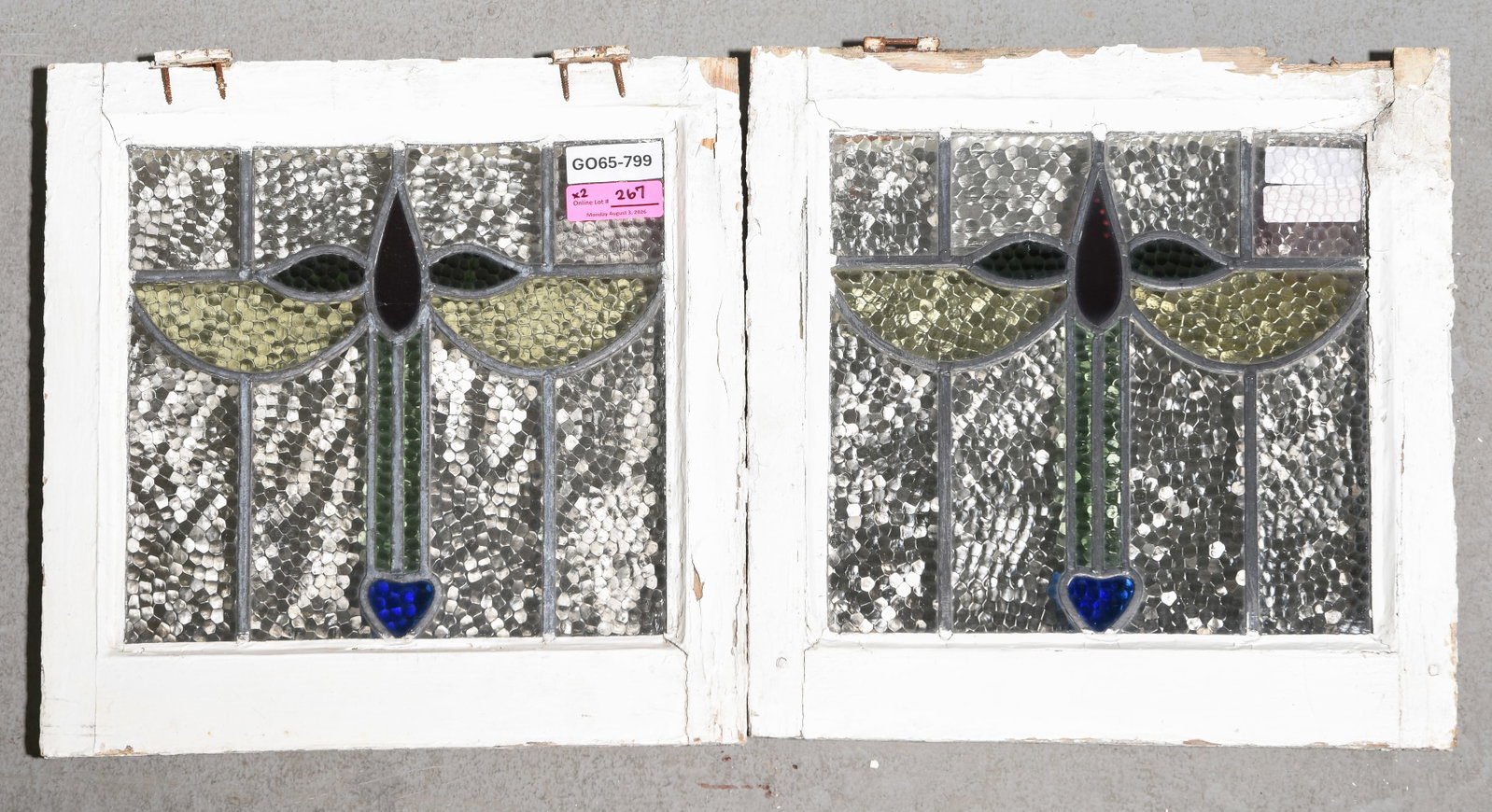 2 English Framed Stained Leaded Glass Windows #2 (1 of 3)