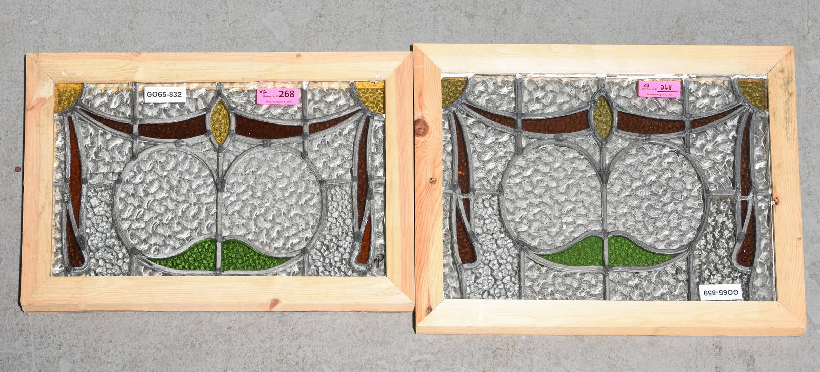 2 English Newly Framed Stained Glass Windows: 2 English Newly Framed Stained Glass Windows - 18.5 in tall x 24 x 1 and 16 in tall x 25 x 1