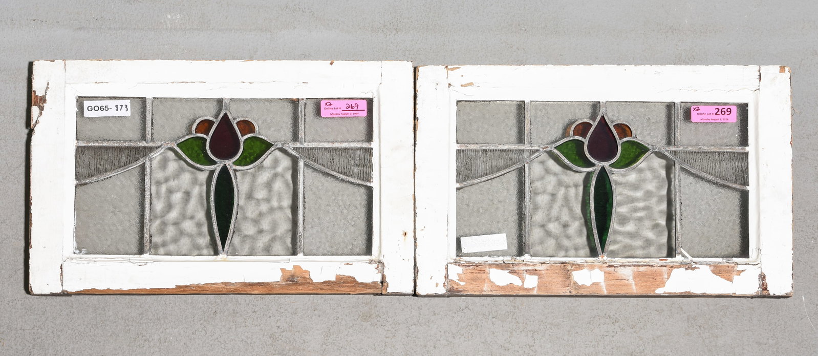 2 English Framed Stained Leaded Glass Windows #3 (1 of 2)