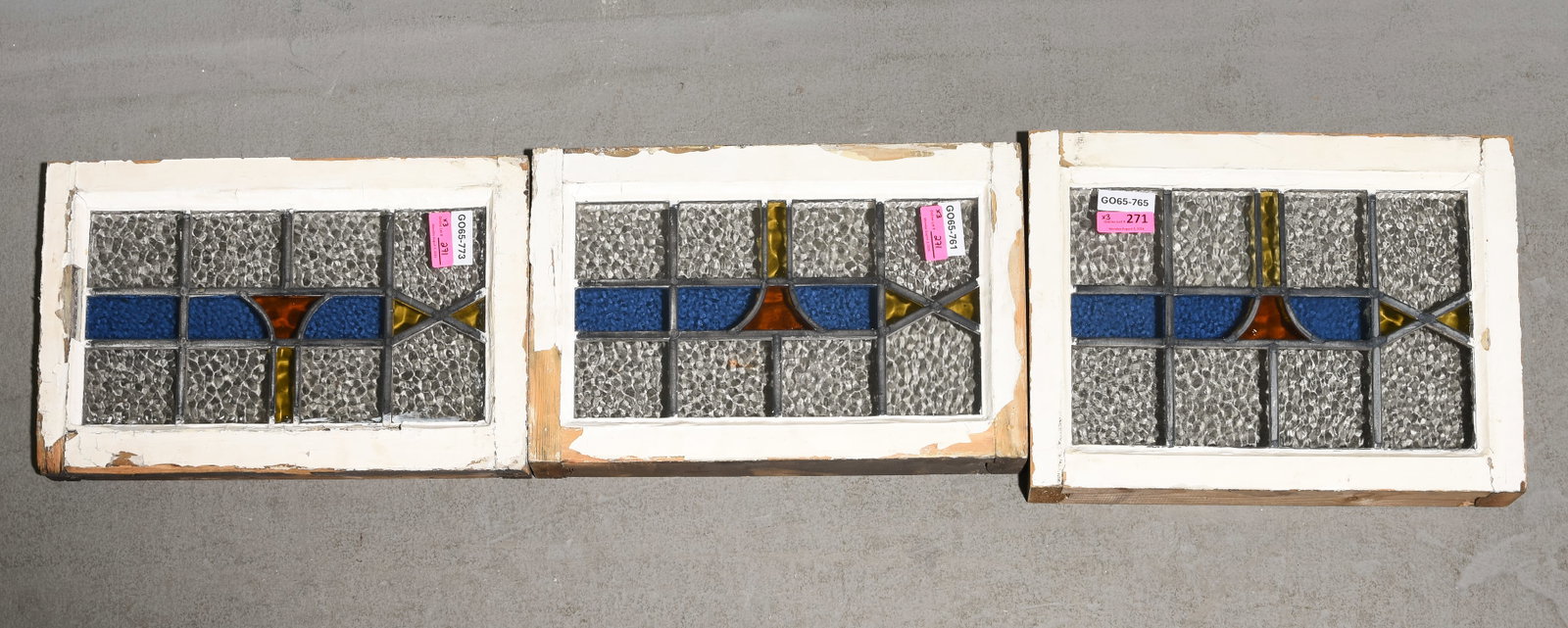 3 English Framed Stained Leaded Glass Windows (1 of 4)