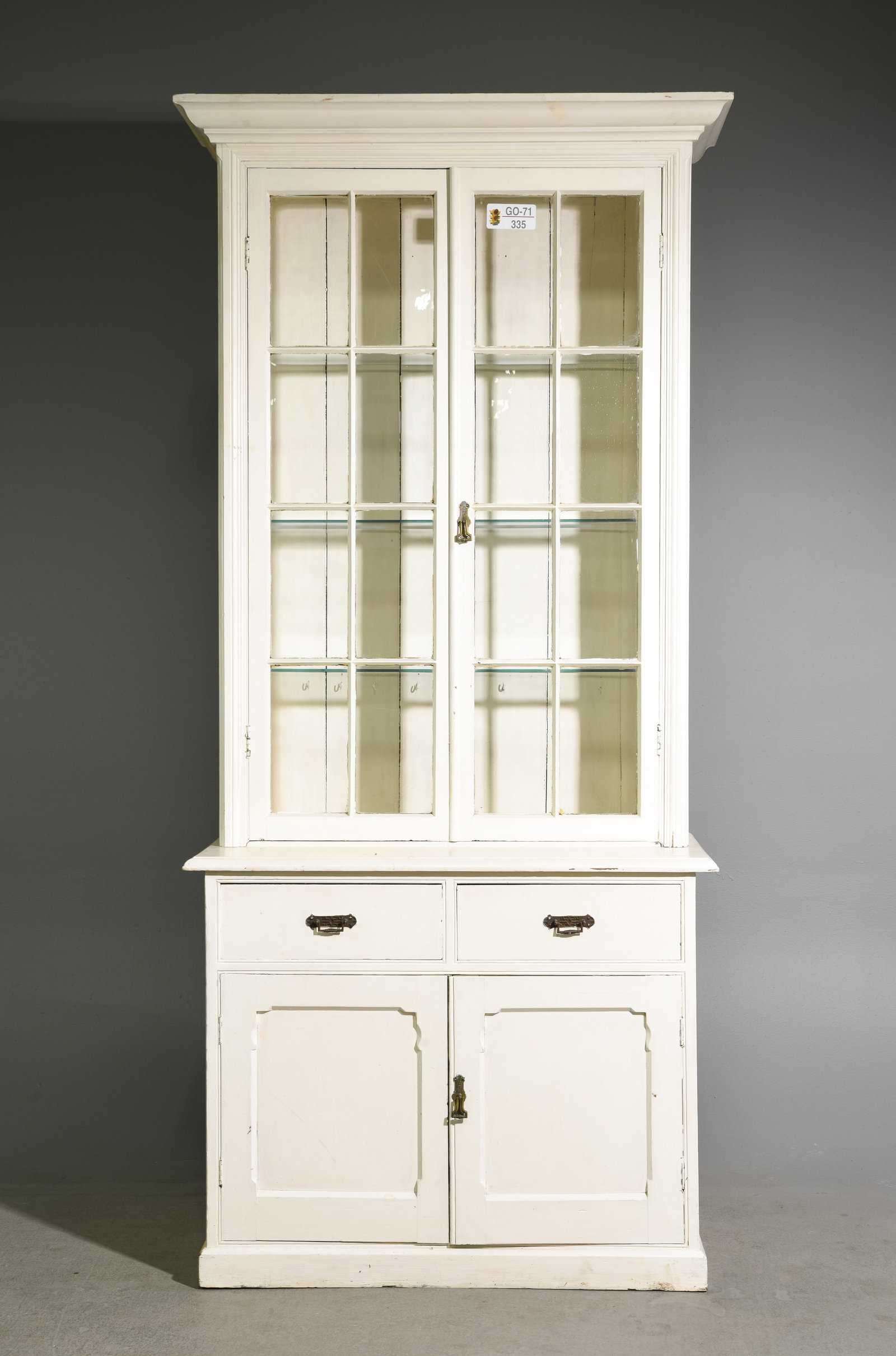 British Painted Step Back Bookcase / Cupboard (1 of 7)