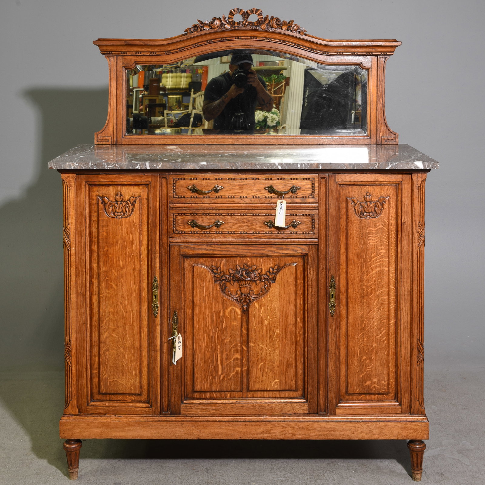 Louis XVI Style Marble Top Mirror Back Server (1 of 8)