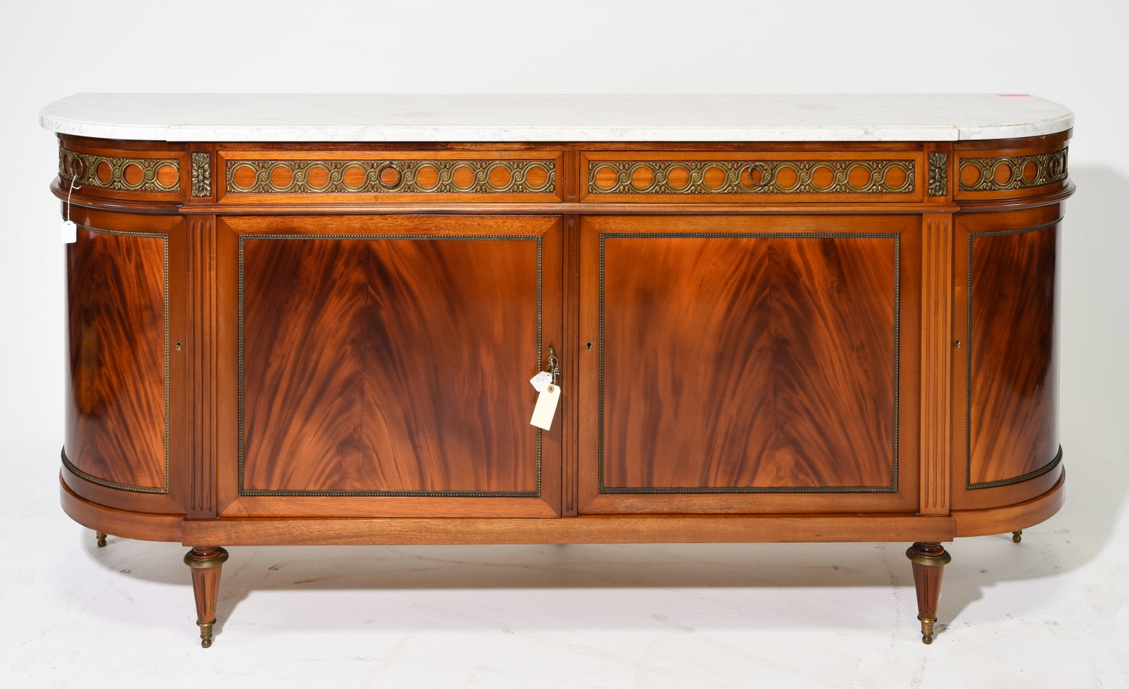 Louis XVI Style White Marble Top Curved Sideboard (1 of 6)