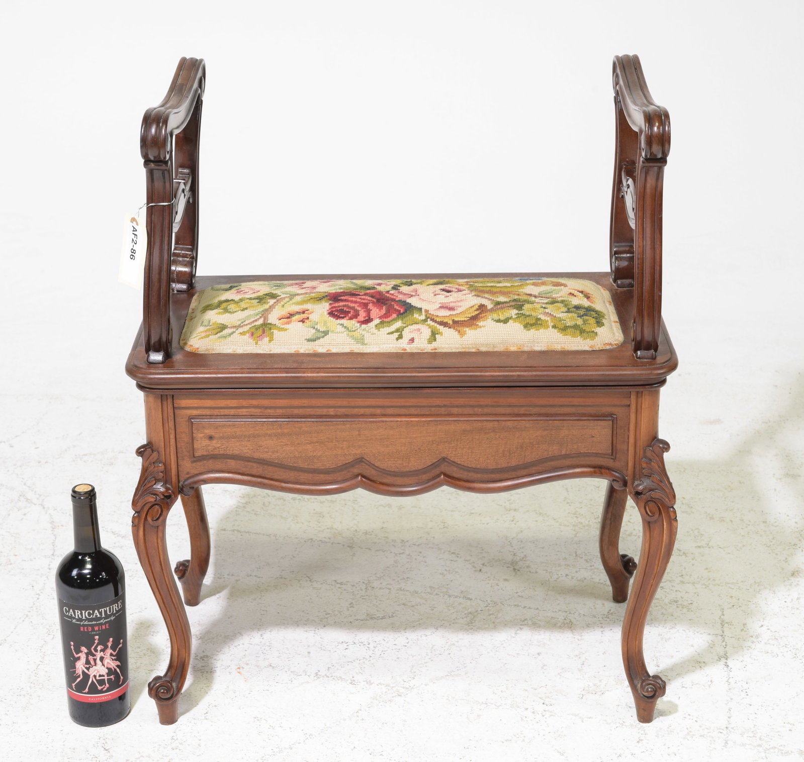 Louis XV Style Oak Needlepoint Stool (1 of 4)