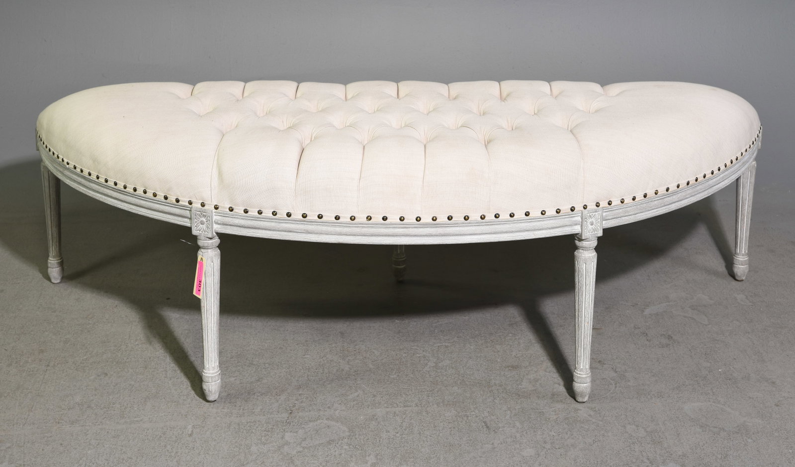French Style Tufted Demilune Painted Bench (1 of 4)