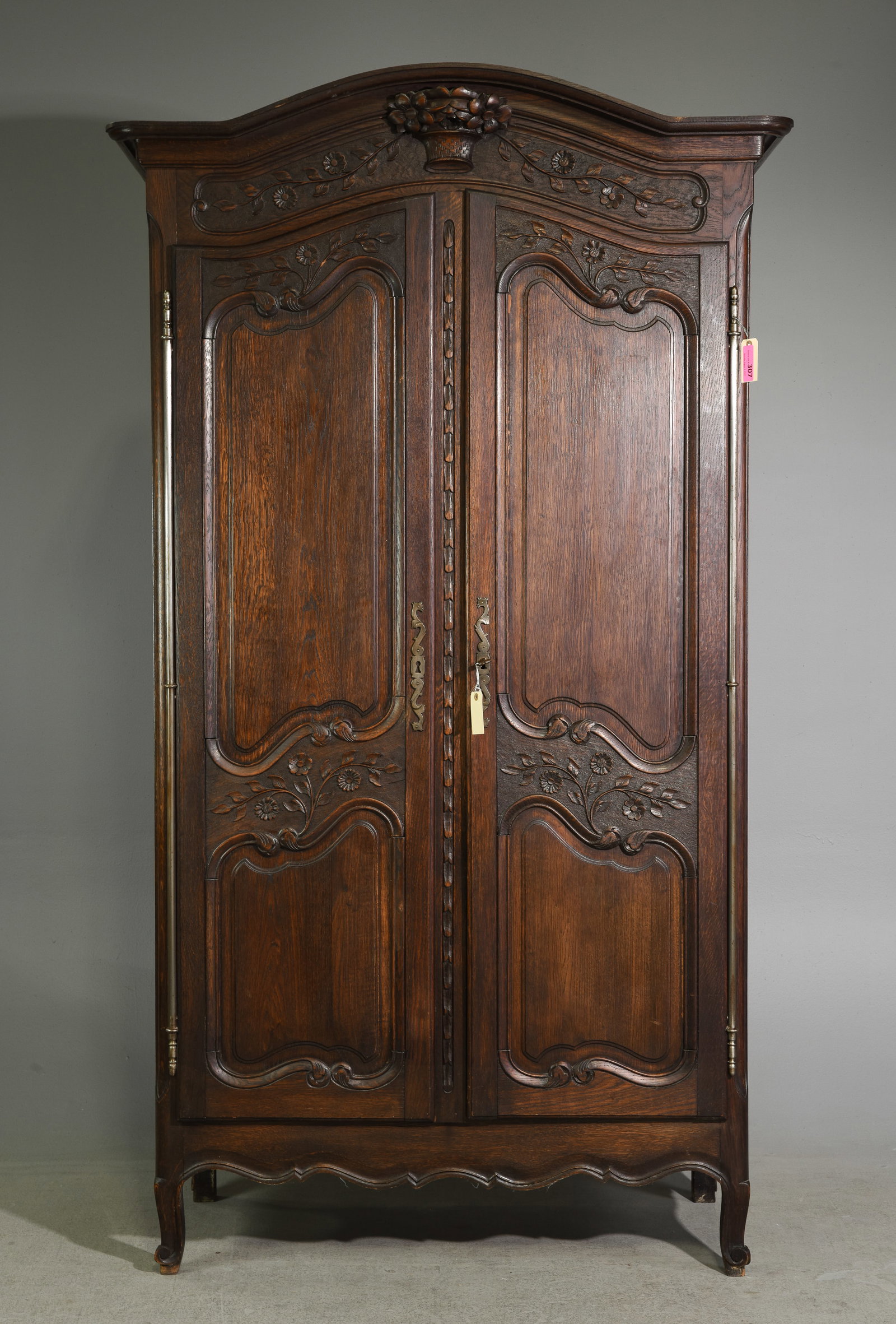 Louis XV Style Oak Double Door Marriage Armoire (1 of 7)