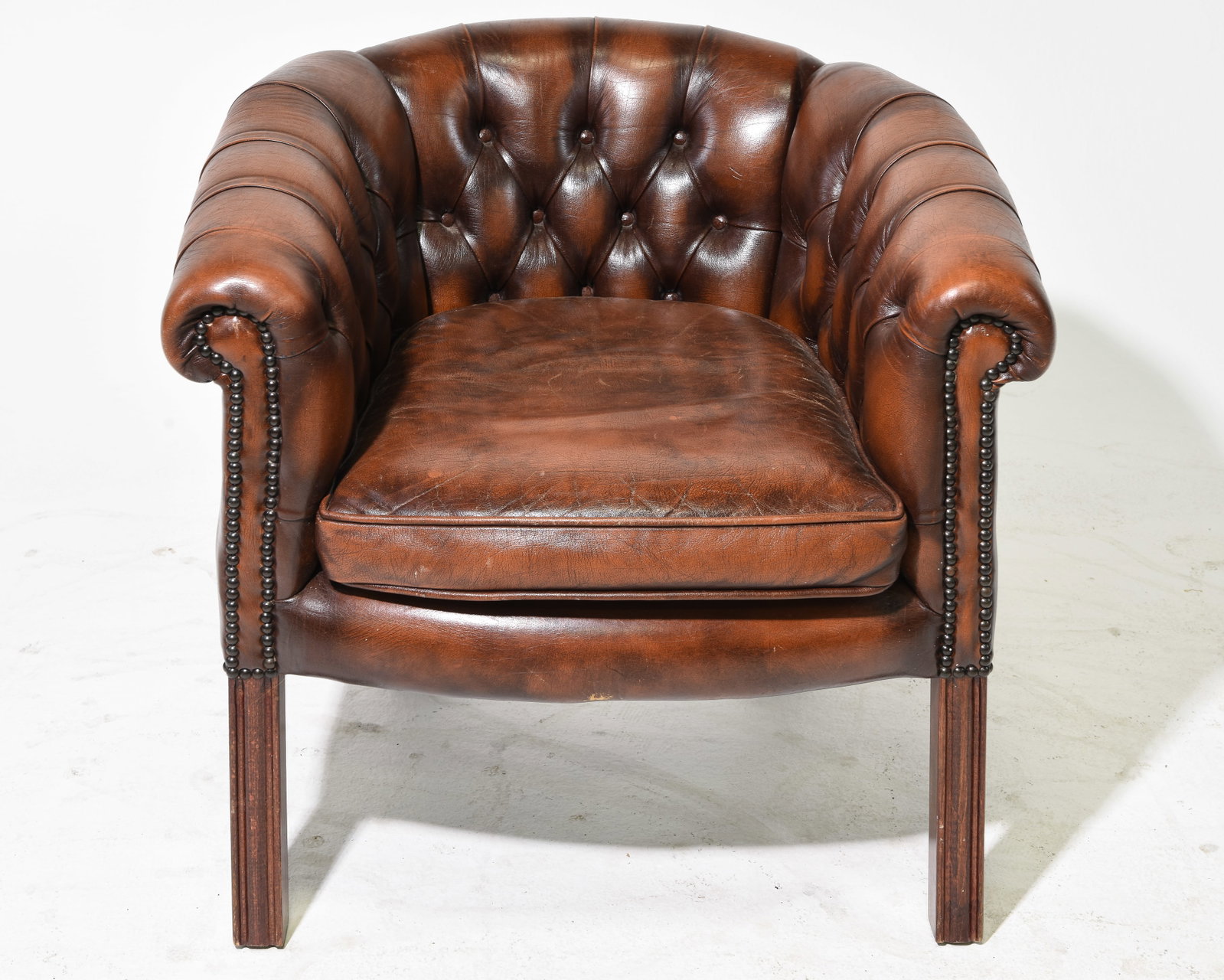 British Brown Leather Tufted Club Chair (1 of 6)