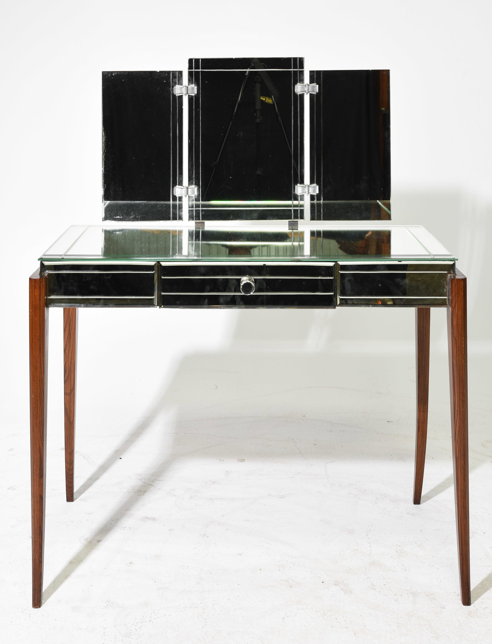 French Modern Mirrored Triple Mirror Dressing Table (1 of 5)