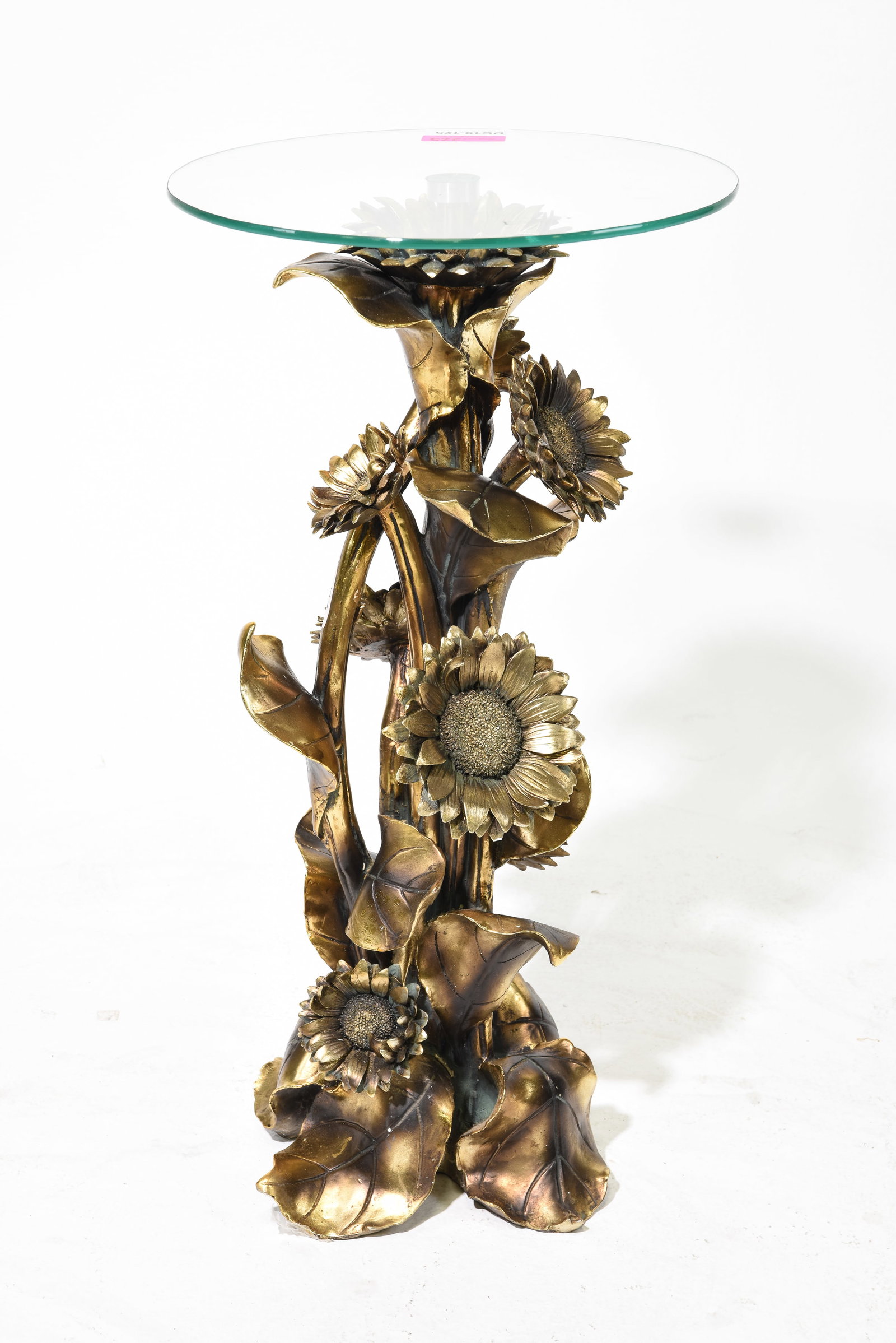 French Art Nouveau Style Sunflower Pedestal Table: French Art Nouveau Style Sunflower Pedestal Table - 33 in tall x 16.5 inch diameter