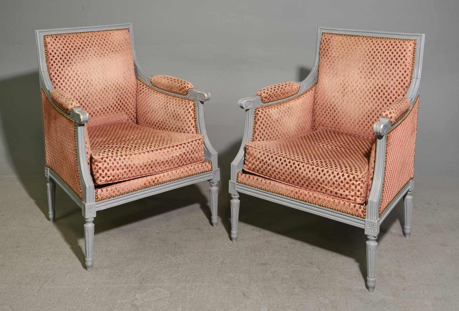 Louis XVI Style Pair of Painted Arm Chairs (1 of 5)