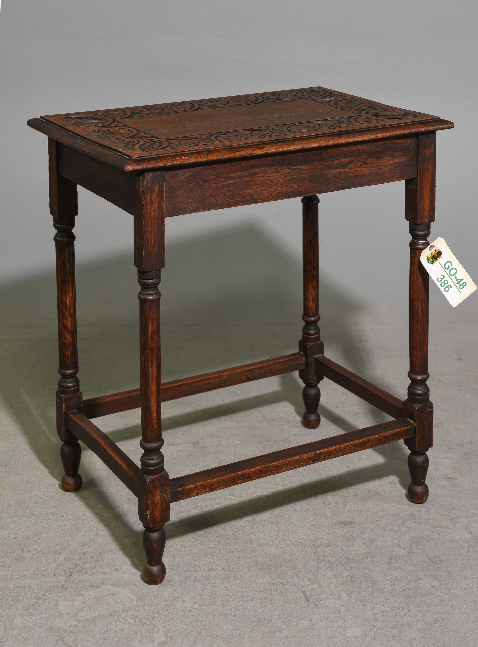 British Carved Oak Top Rectangular Side Table (1 of 3)
