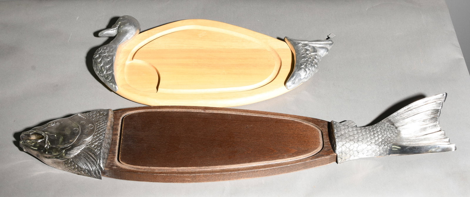 2pcs - French Duck & Fish Cutting / Charcuterie Boards: 2pcs - French Duck & Fish Cutting / Charcuterie Boards - 2.5 in tall x 35 x 8 and 1 in tall x 22.25 x 11.5