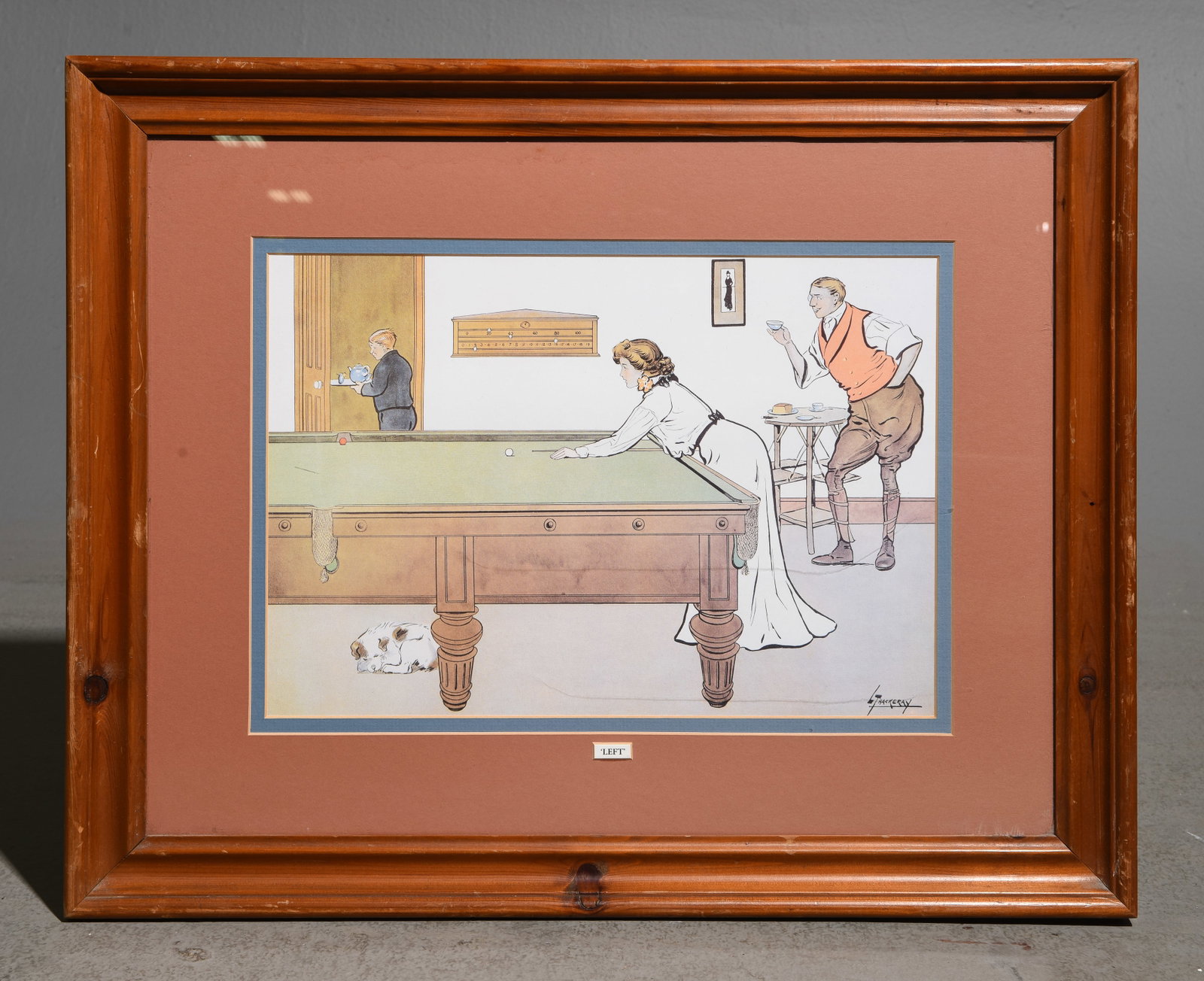 L. Thackary Framed Billiard / Pool Art: L. Thackary Framed Billiard / Pool Art - 19.5 in tall x 24.25 x 1.25