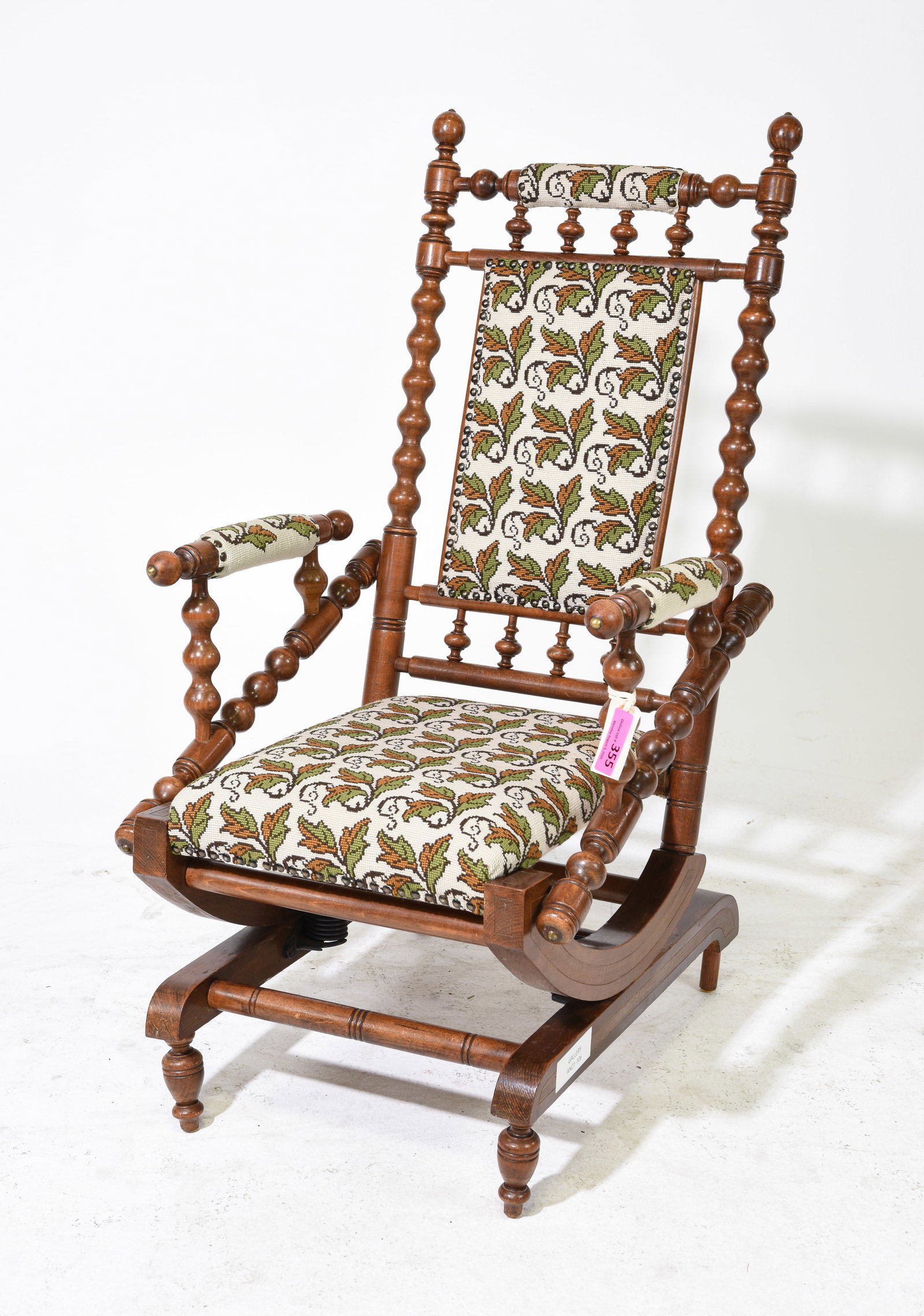 Danish Upholstered Bobbin Turned Rocking Chair (1 of 5)