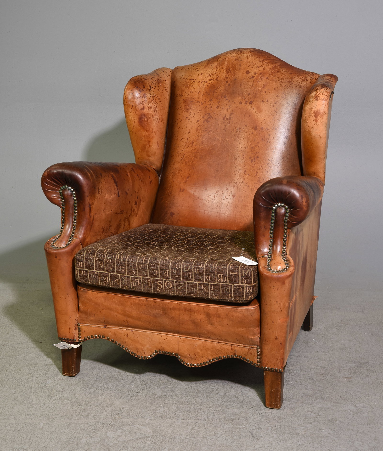 Danish Brown Leather Wing Back Chair (1 of 5)