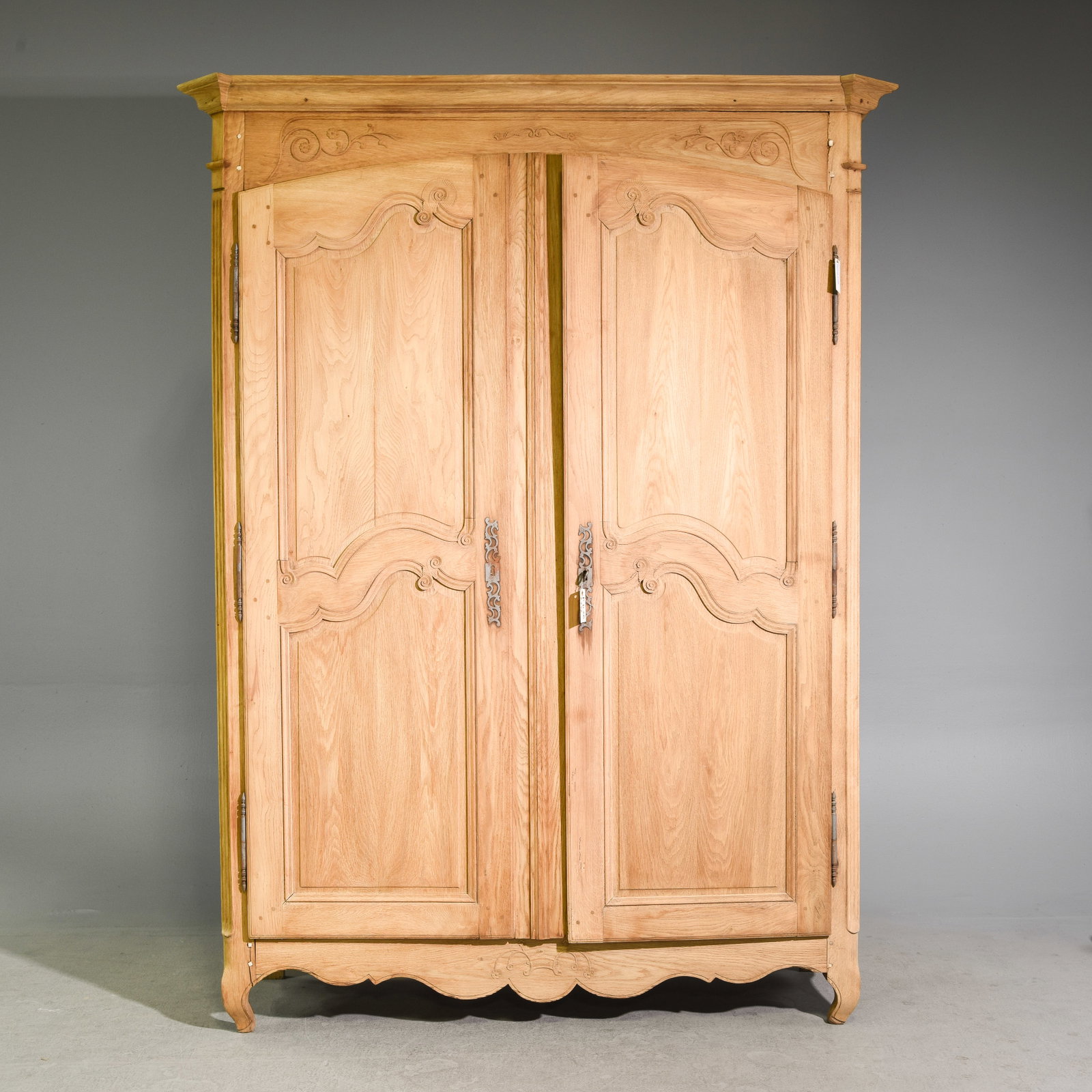 Louis XV Style Bleached Oak Double Door Armoire (1 of 8)