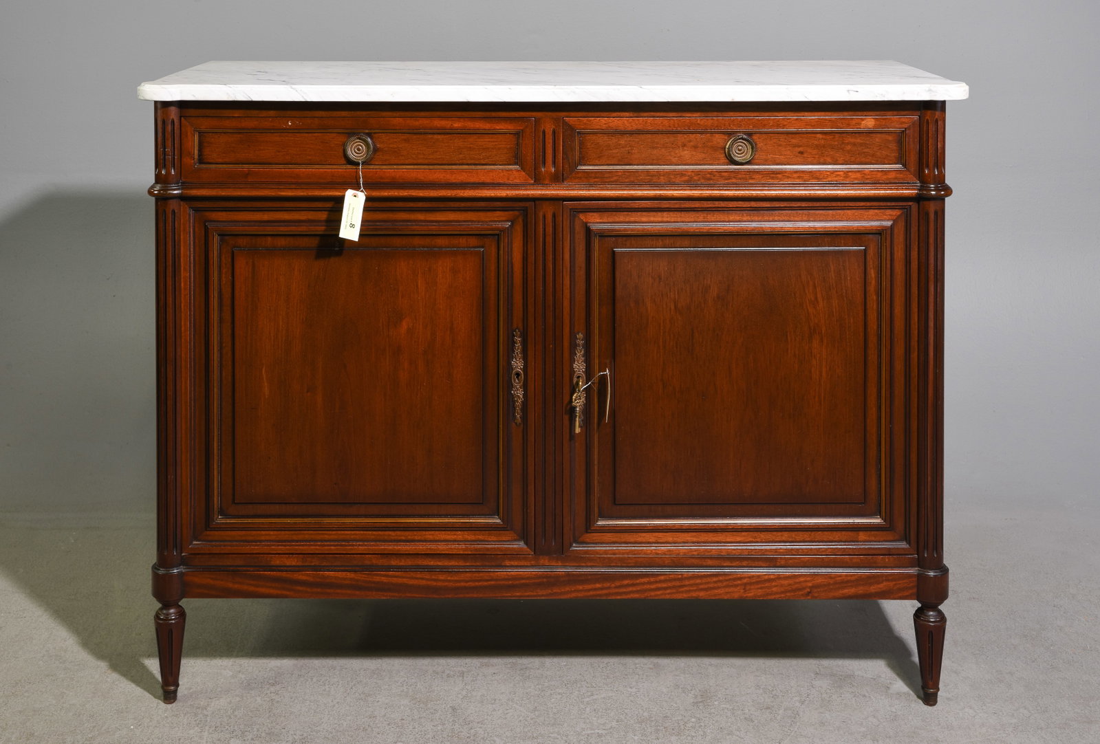 Louis XVI Style White Marble Top Mahogany Buffet (1 of 7)