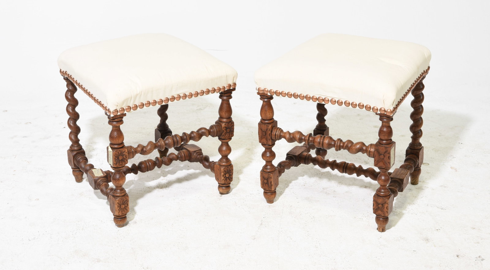 Louis XIII Style Pair of French Twist Stools #1 (1 of 4)