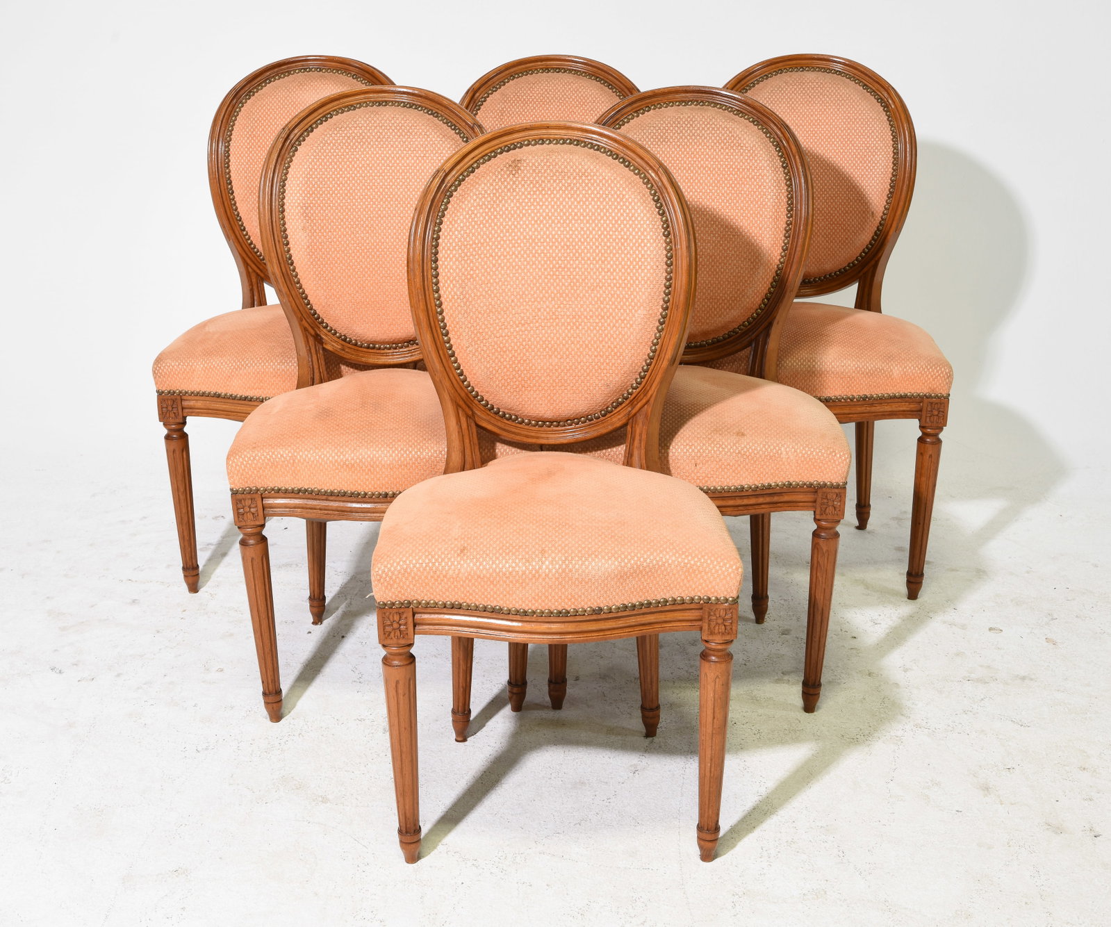 Louis XVI Style Set of 6 Balloon Back Chairs: French Louis XVI Style Set of 6 Balloon Back Chairs - 36.25 in tall x 18.5 x 20 each with a seat height of 19 inches
