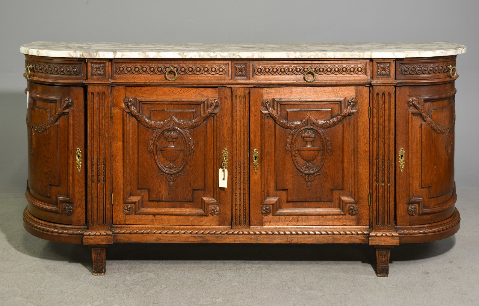 Louis XVI Style Marble Top Oak Sideboard (1 of 8)