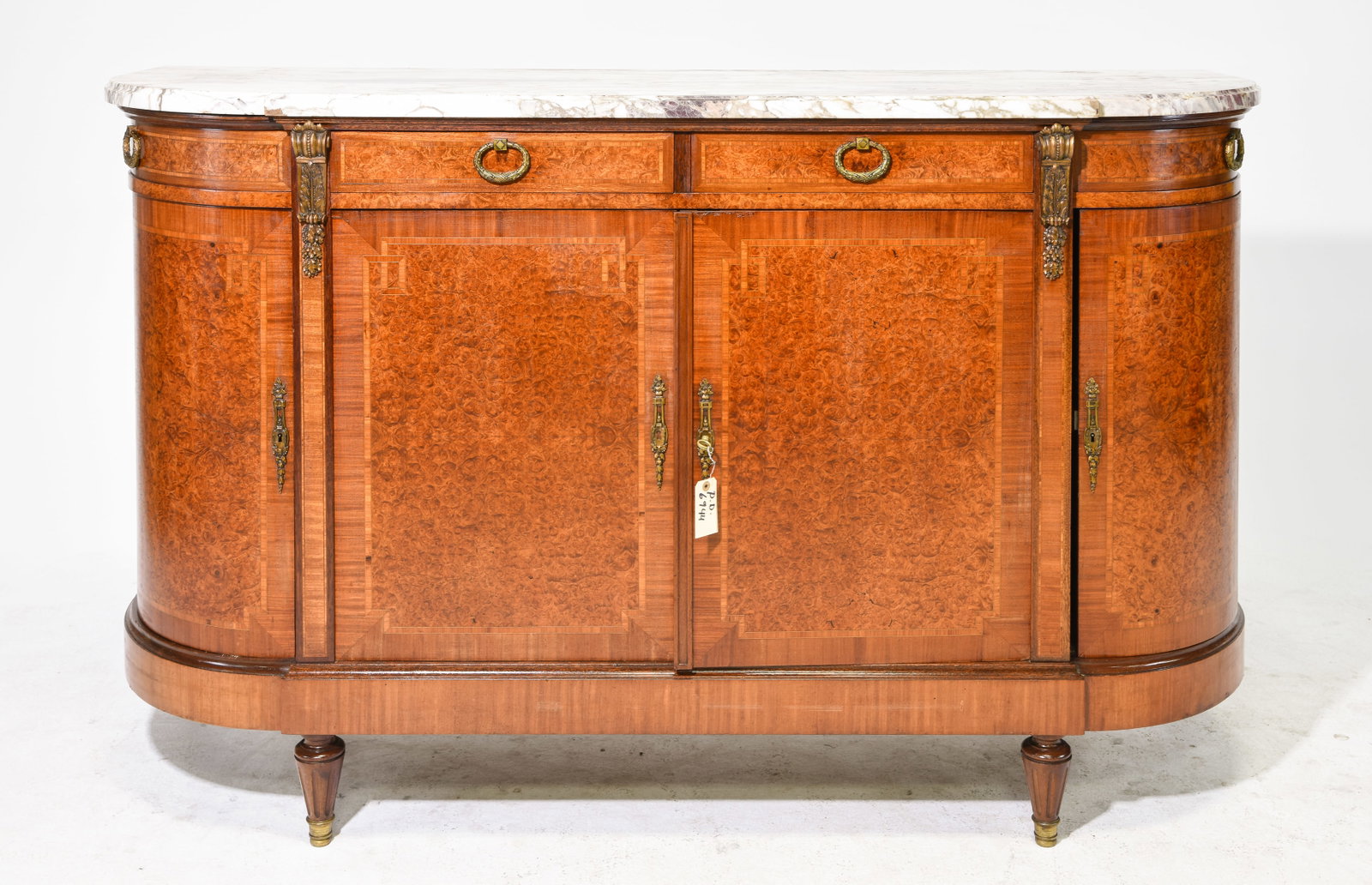 Louis XVI Style Marble Top Burled Sideboard (1 of 7)