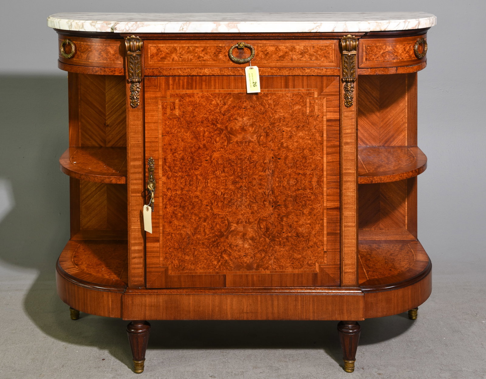 Louis XVI Style Marble Top Burled Server (1 of 5)