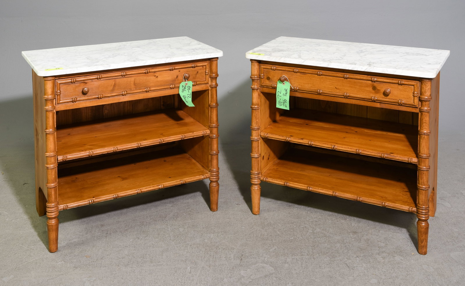 2 Faux Bamboo White Marble Top Occasional Tables (1 of 4)