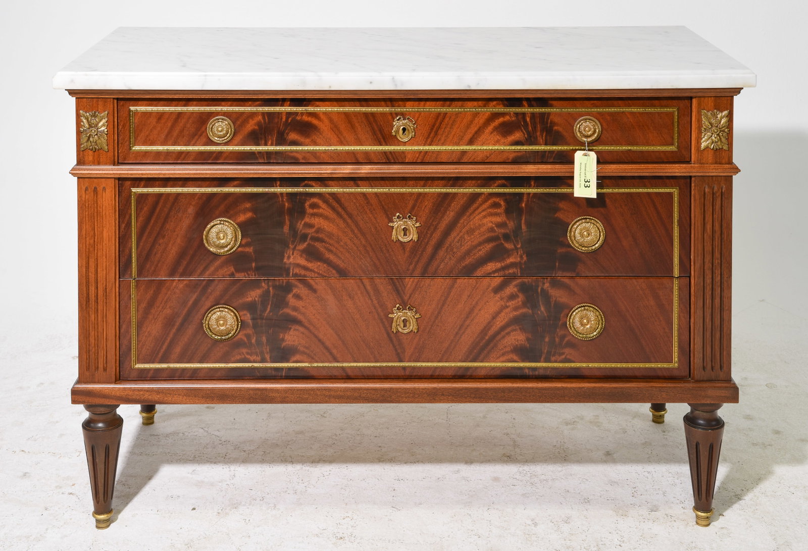 Louis XVI Style White Marble Top Chest (1 of 6)