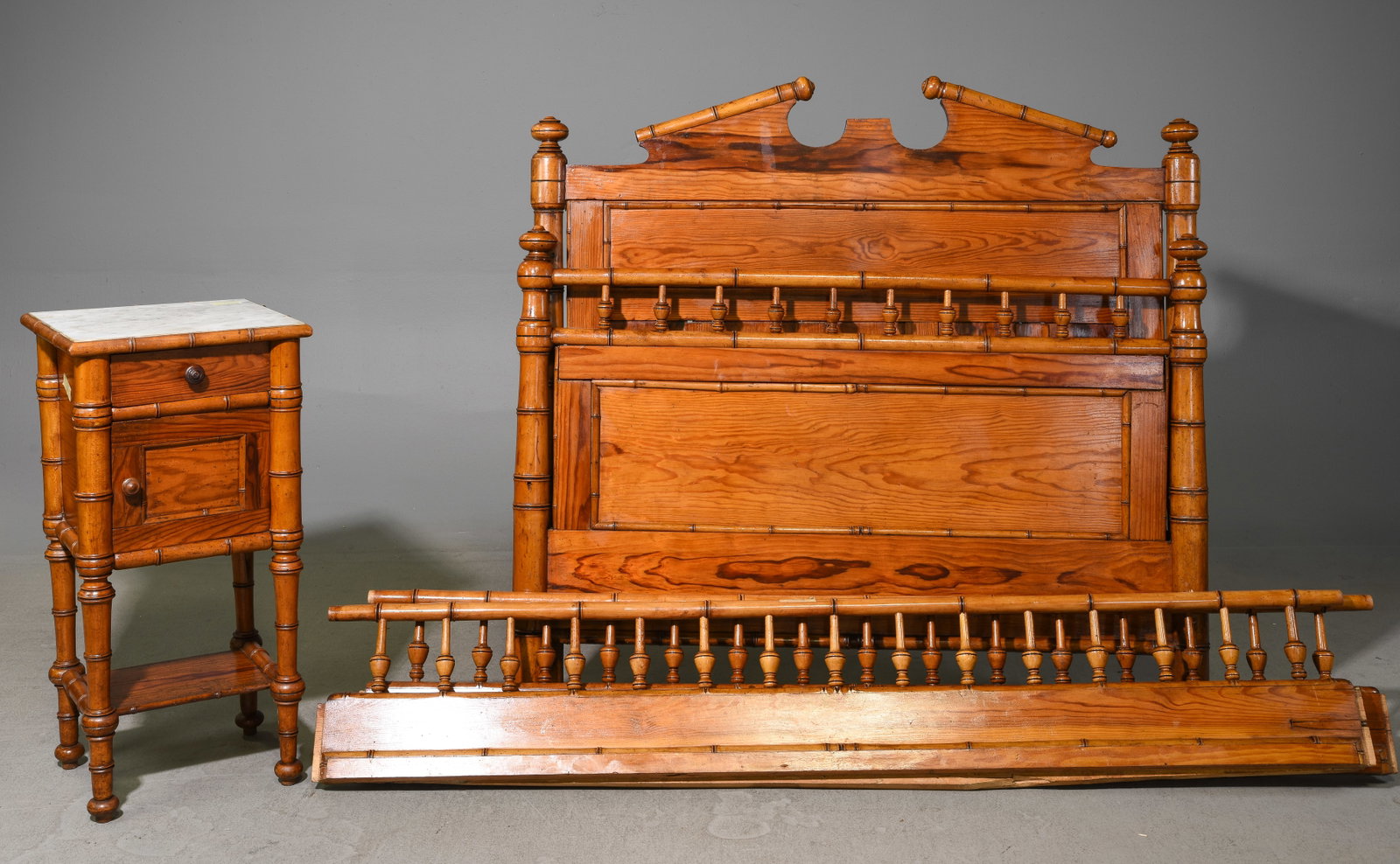 Faux Bamboo Bed with Rails & Nightstand (1 of 6)