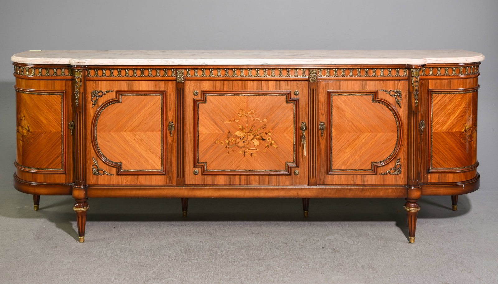Louis XVI Style Marble Top Curved Sideboard (1 of 7)