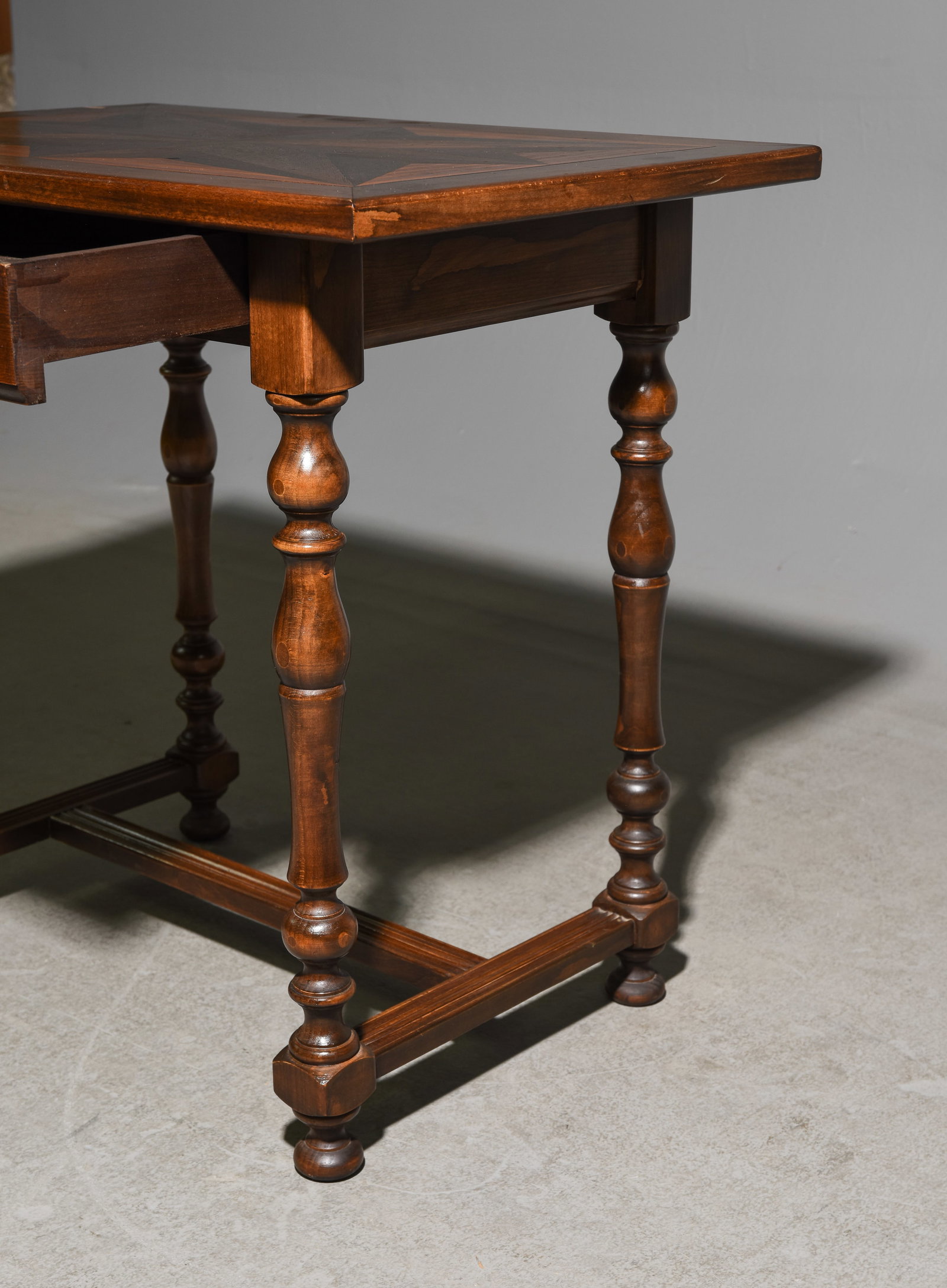 French Walnut Single Drawer Table - 3