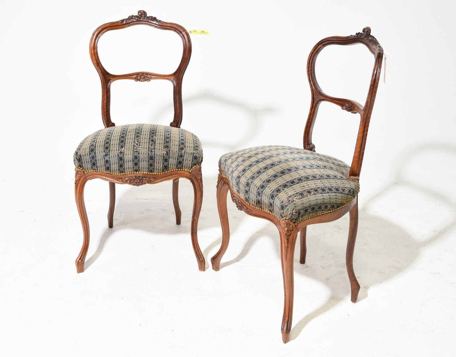 Louis XV Style Pair of Walnut Hall / Occasional Chairs: French Louis XV Style Pair of Walnut Hall / Occasional Chairs - 35 in tall x 18 x 17 each with a seat height of 18 inches