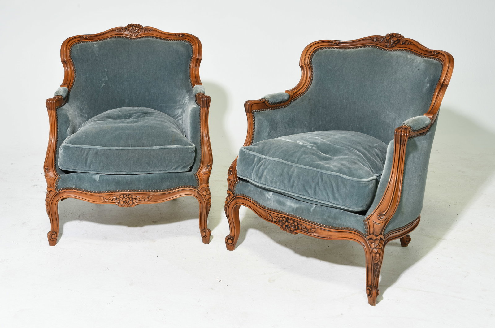 Louis XV Style Pair of Upholstered Arm Chairs (1 of 6)
