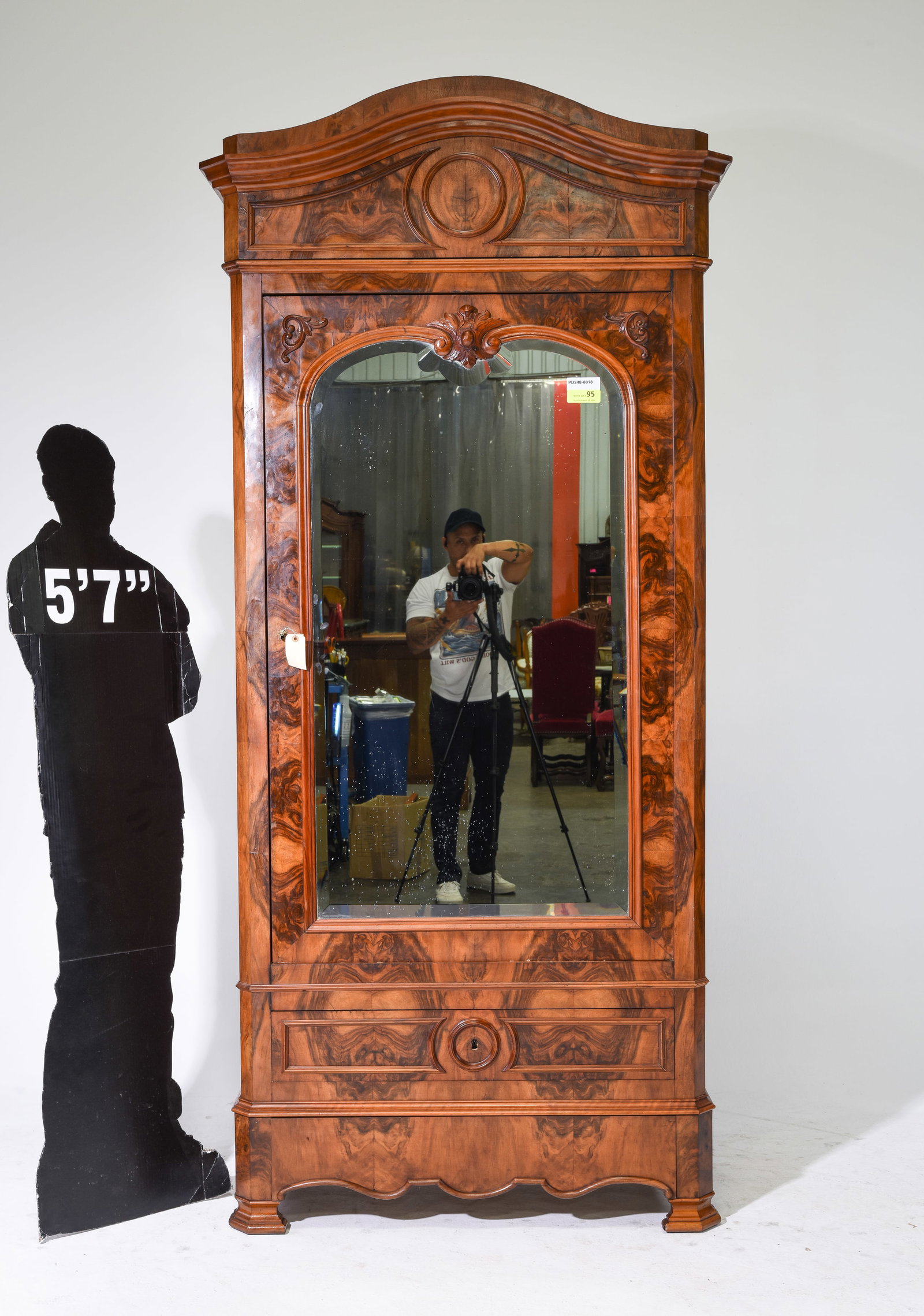Louis Philippe Style Figured Walnut Mirror Door Robe (1 of 11)