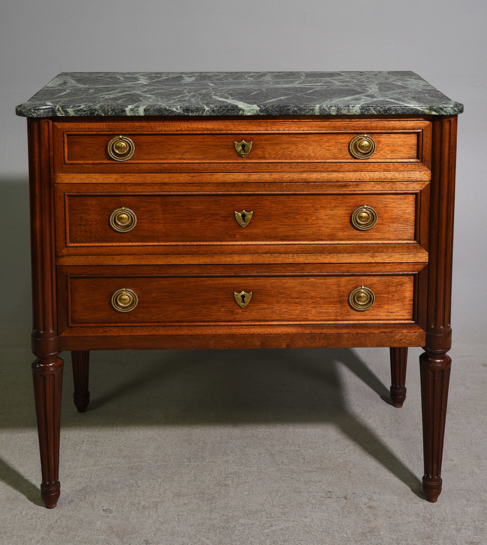 Louis XVI Style Green Marble Top Chest (1 of 6)